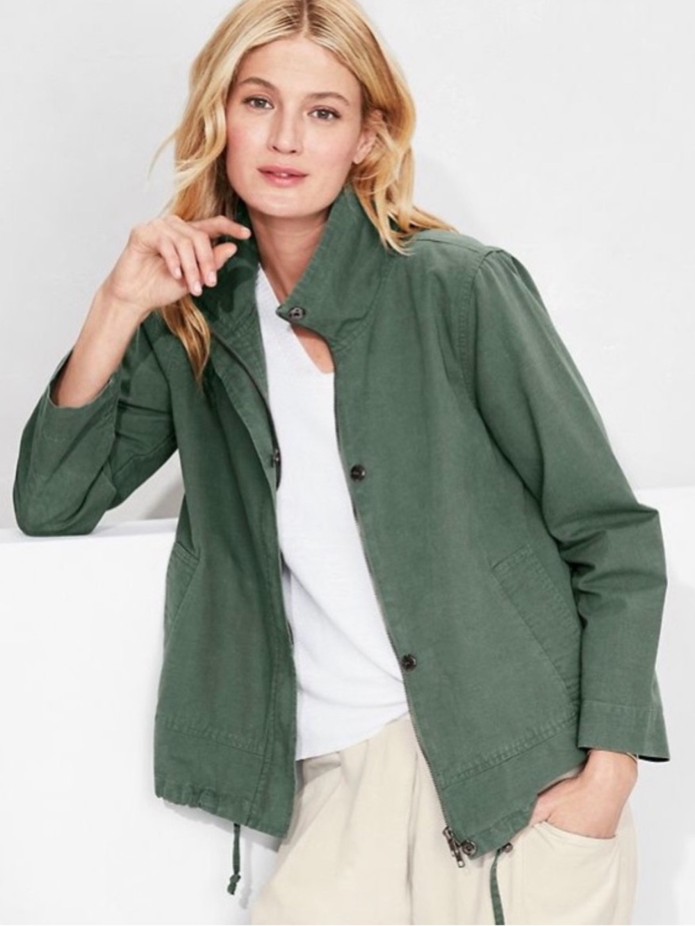Eileen Fisher Cotton Motto Jacket Medium